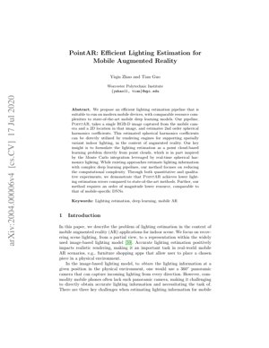 PDF Document Cover - PointAR: Efficient Lighting Estimation for Mobile Augmented Reality