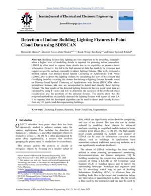 PDF Document Cover - Detection of Indoor Building Lighting Fixtures in Point Cloud Data using SDBSCAN