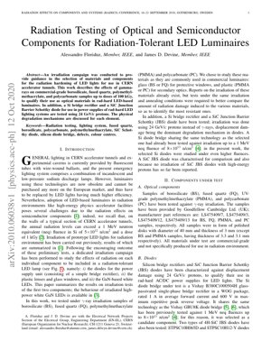PDF Document Cover - Radiation Testing of Optical and Semiconductor Components for Radiation-Tolerant LED Luminaires